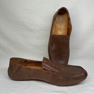 Born Shoes Mens 10 Brown Soft Leather Slip On Loafer Driving Moc Casual Comfort